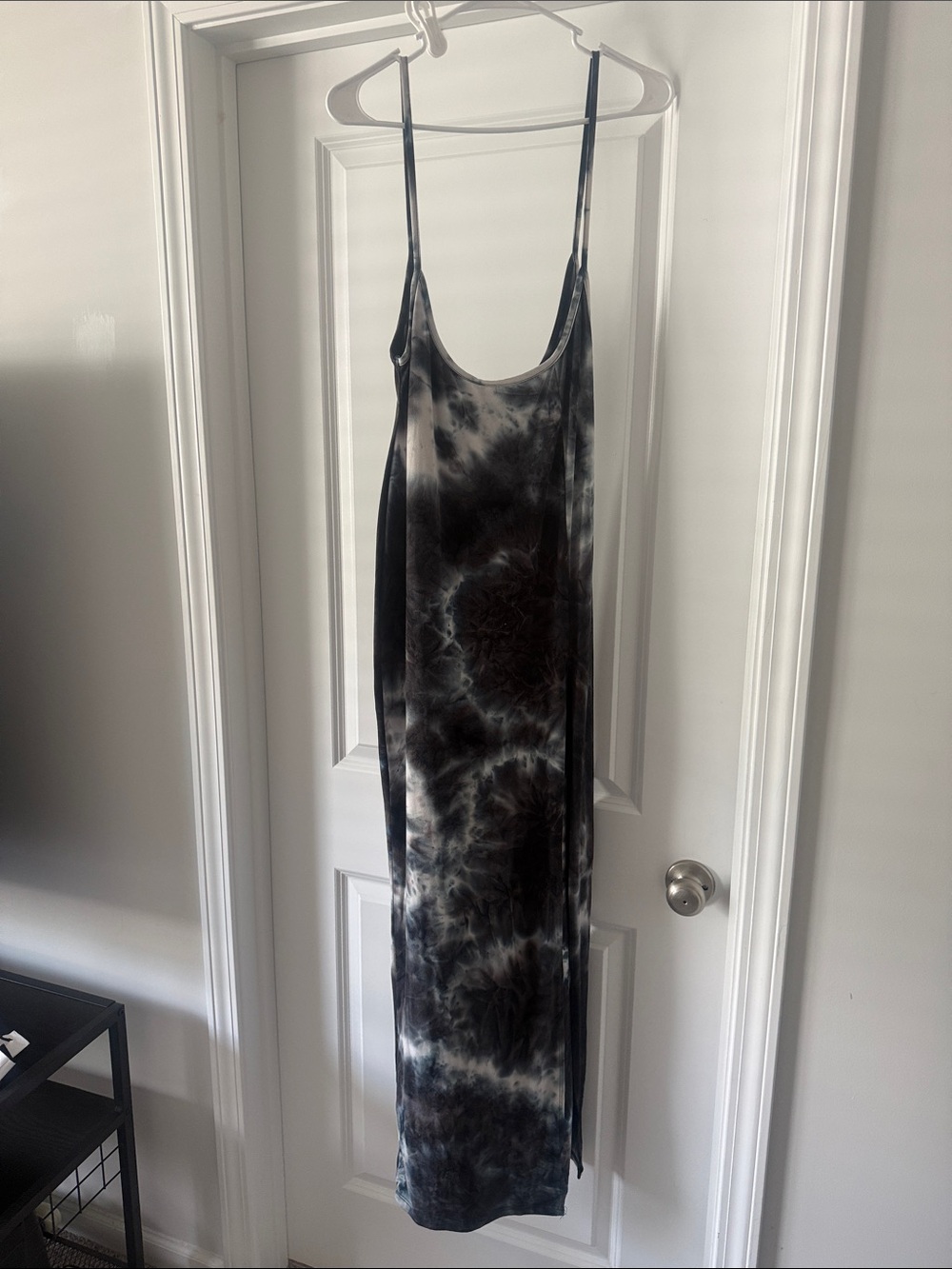 Tie-Dye Black and White Slip Dress